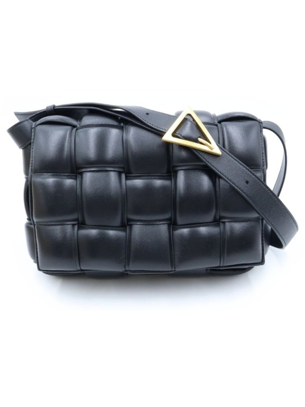 Bottega Veneta Padded Cassette Intrecciato Shoulder Bag Black Leather